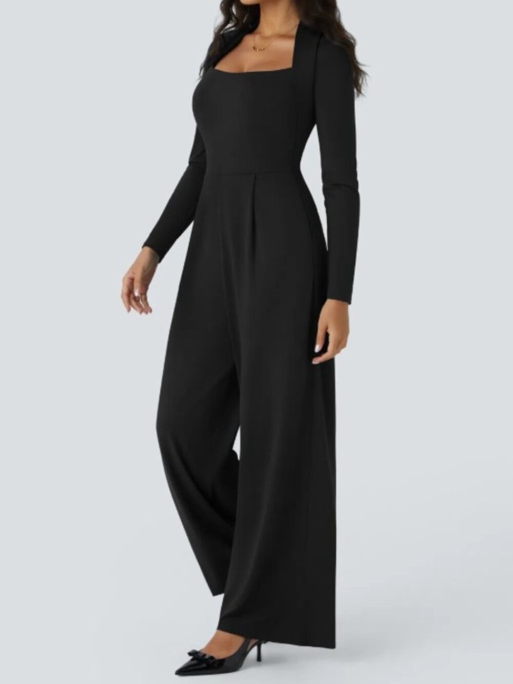 HALARA LONG SLEEVE WIDE-LEG JUMPSUIT (SMALL REGULAR)